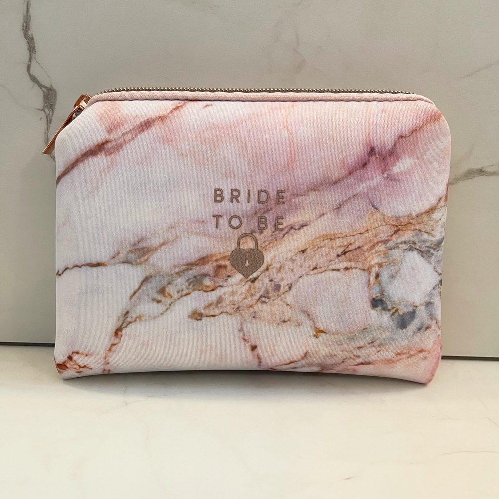 Bride To Be Pink marble Makeup Pouch